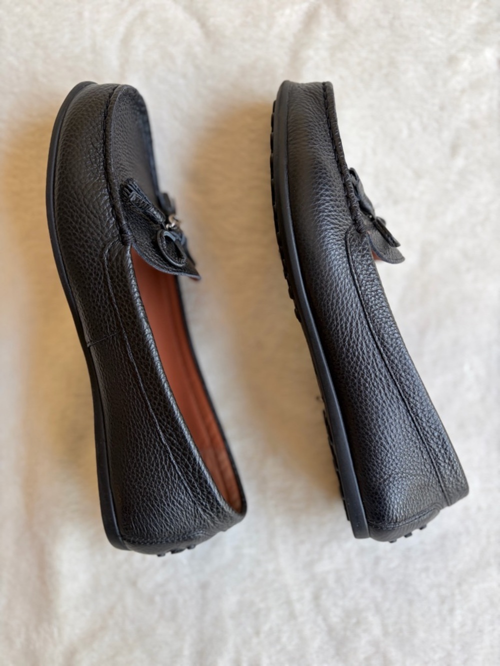 Coach Greenwich Leather Loafer Black Tassel Logo Bow Women's Size 8 B - Picture 5 of 9